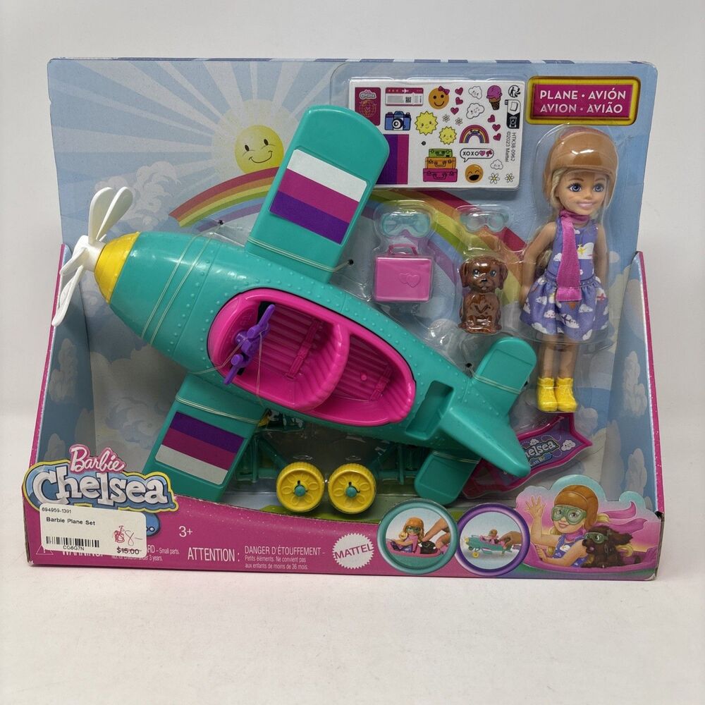 Barbie Chelsea Can Be Pilot Doll Airplane Playset Puppy Accessories NIB